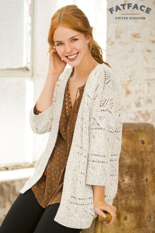 Fat Face Cream Binder Yarn Pointelle Cardigan